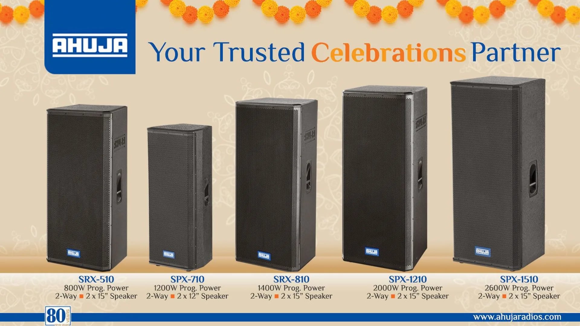 Ahuja SRX and SPX professional loudspeakers